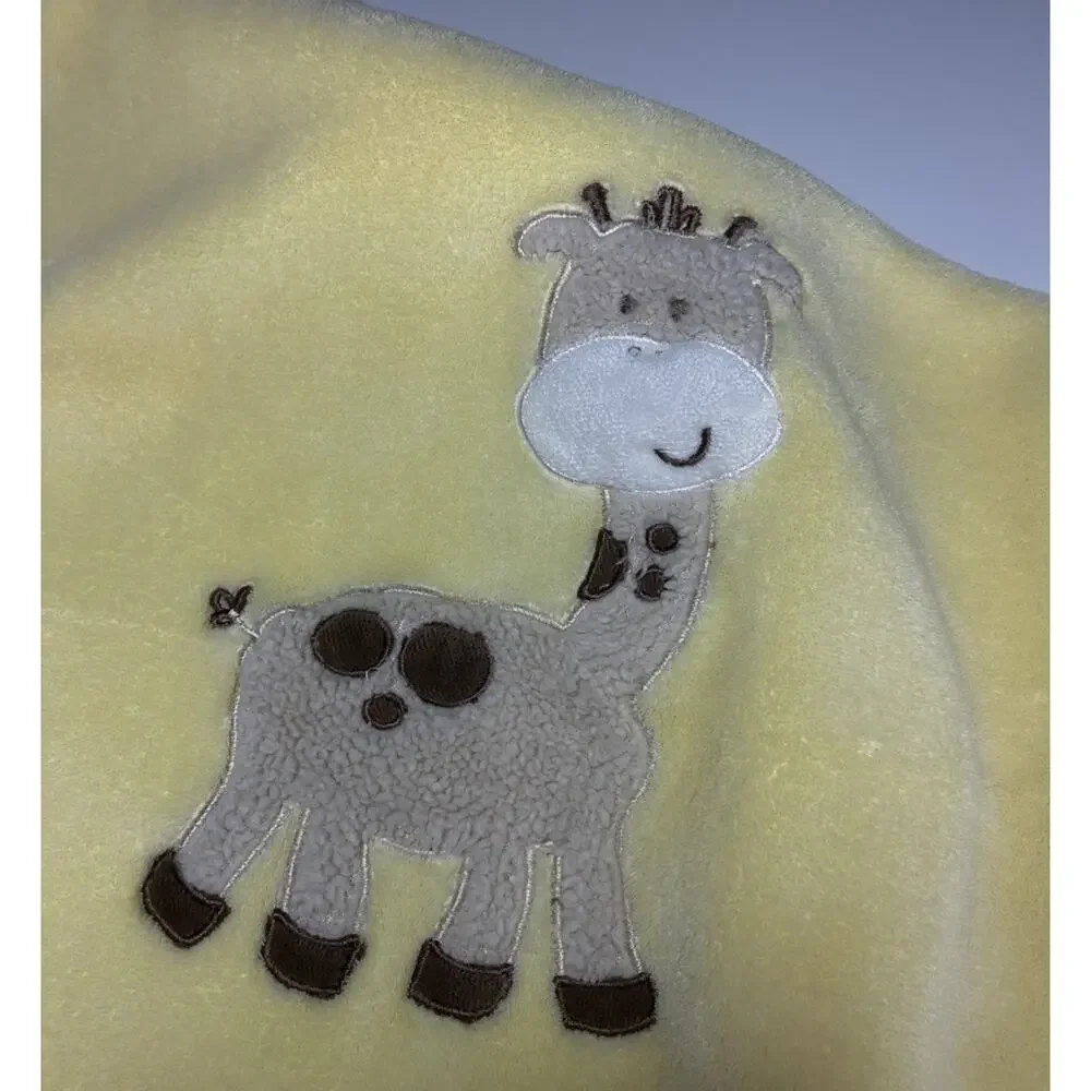 Cutie Pie Yellow Giraffe Baby Blanket Plush Embroidered 30x36